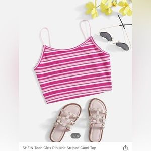 Pink/white crop tank top